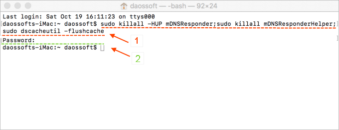 flush DNS cache on Mac