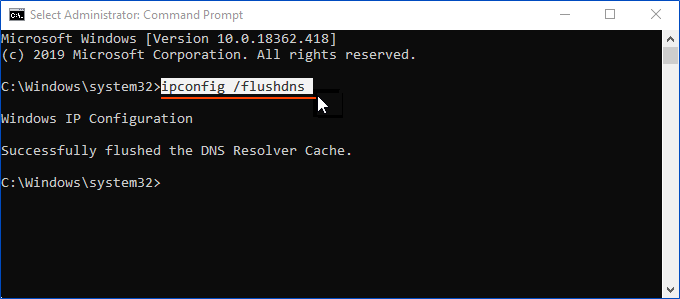 Flush DNS cache on Windows