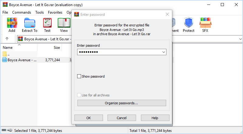 decrypt mp3 audio file in WinRAR