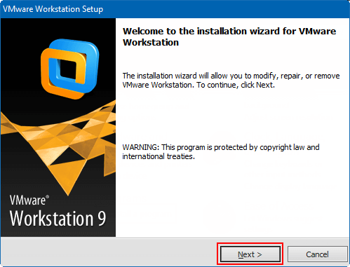Launch VMware Workstation installer