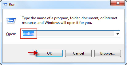 Type dxdiag in Run box