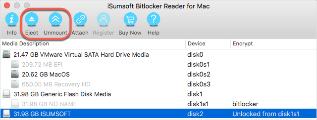 unmount or eject disk