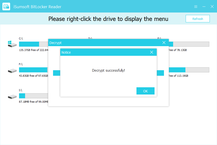 BitLocker is turned off successfully