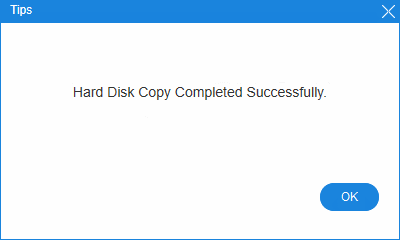 copied hard disk successfully