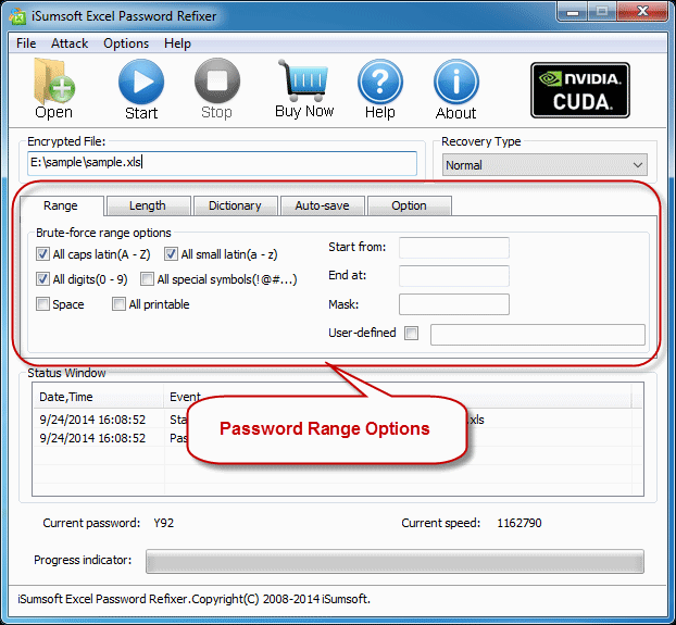 password range options