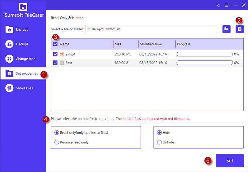 change file properties