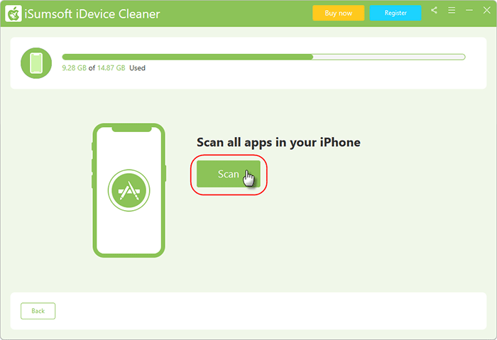 click Scan to scan apps