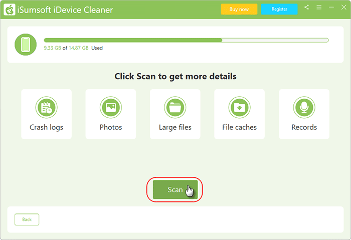 click Scan to scan files