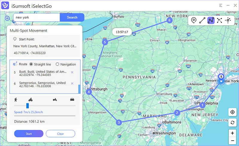 choose multiple points along the route
