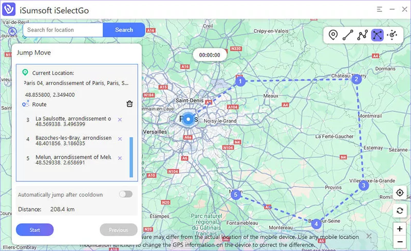 select the destination to jump to