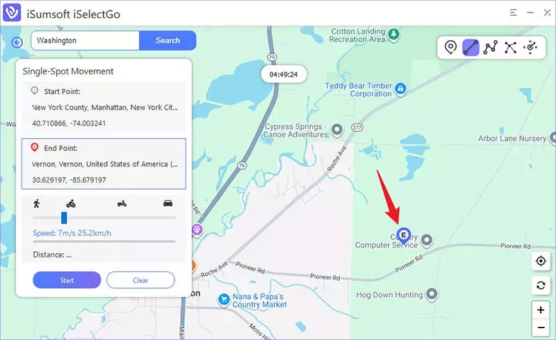 choose destination for single-spot movement
