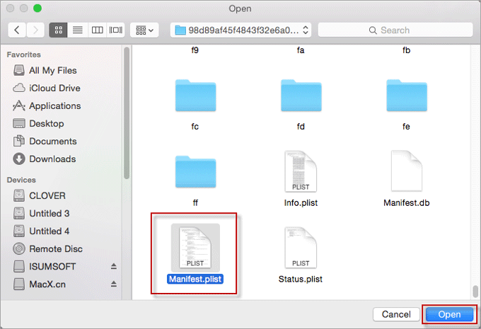 select manifest.plist file