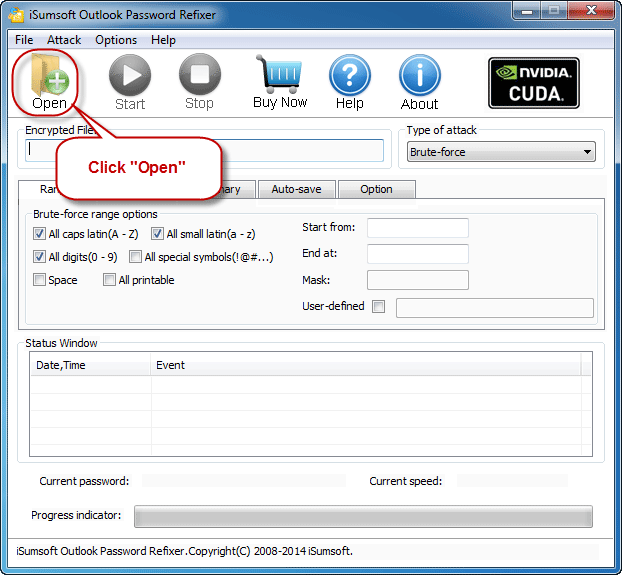 Open the encrypted .pst file