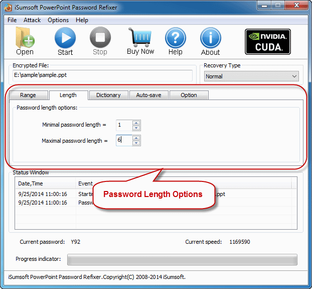 password length options