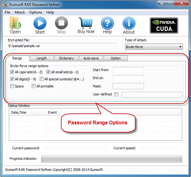 password range options