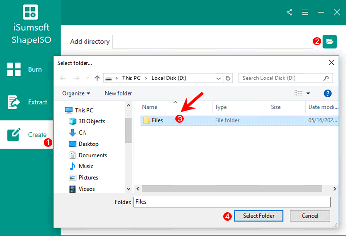 choose the folder you want to convert into an ISO