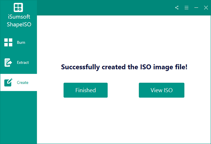 successfully created ISO file and click View ISO to check ISO in the chosen folder