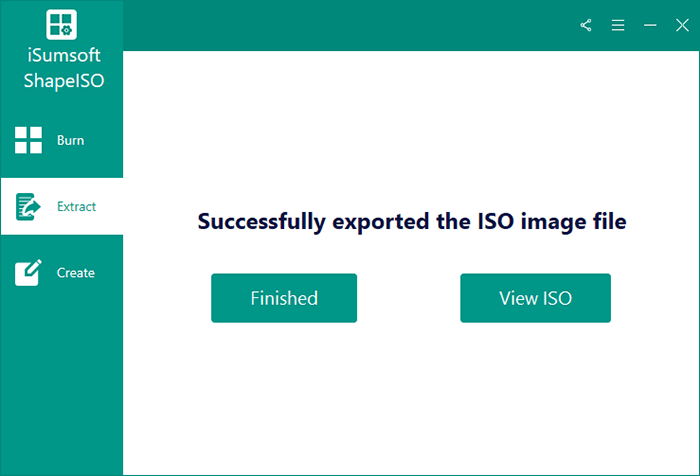 successfully exported the ISO file