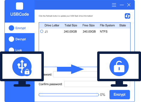 unlock and decrypt USB drive