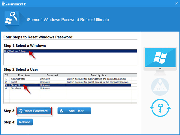 reset Windows account password