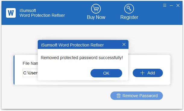 Remove protected password successfully