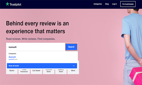 search review in trustpilot