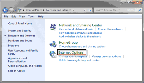 Internet Options