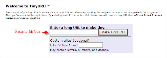 Make a tinyurl link