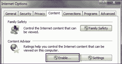 Enable Content Advisor