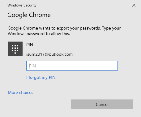 Type Windows password or PIN