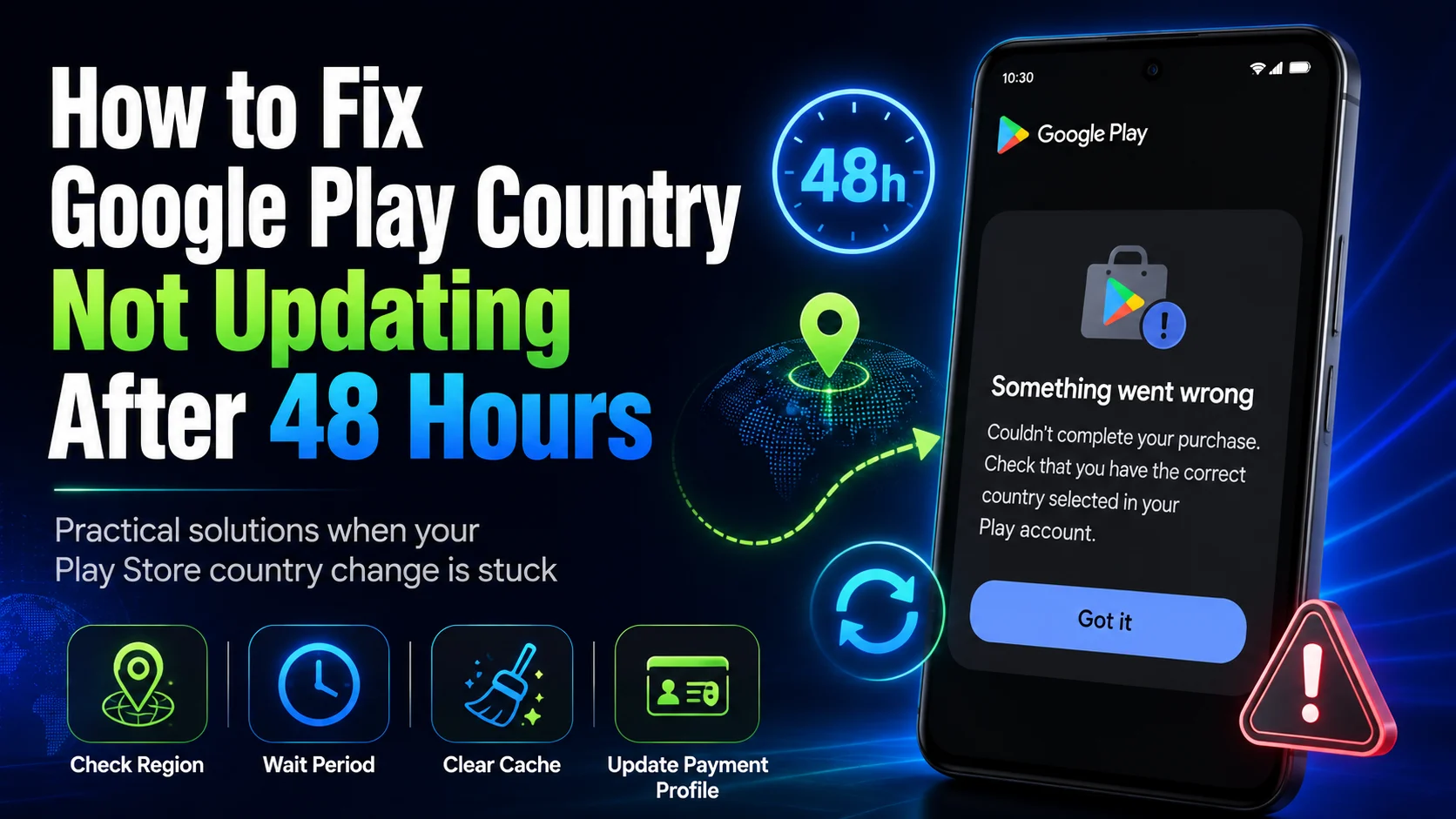 How to fix a Google Play country change that is still not updating after 48 hours
