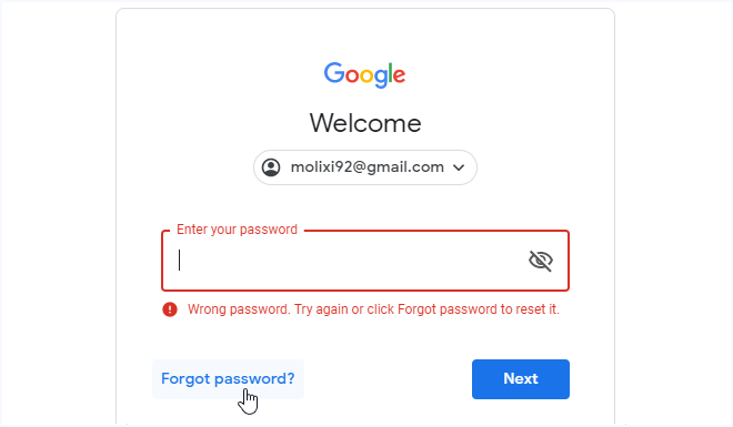 Gmail forgot password