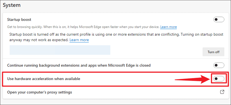 disable hardware acceleration on microsoft edge