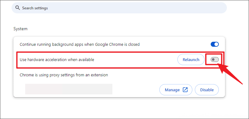 turn off hardware acceleration on chrome