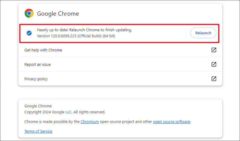 update google chrome