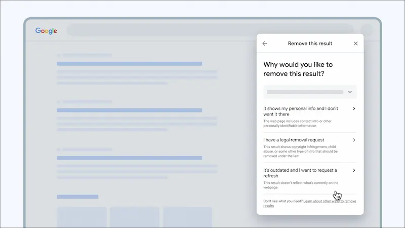 Remove this result from Google