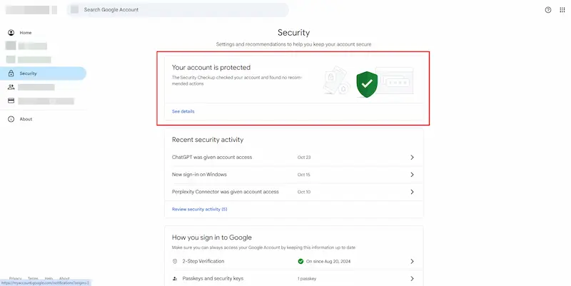 check-google-security-options