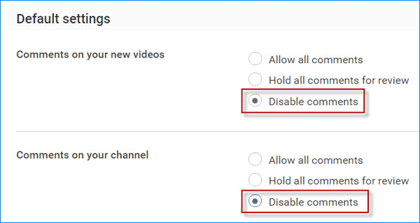 Image result for Disable YouTube Comments