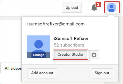 Click on Creator Studio