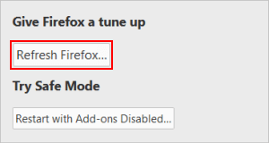 Reset firefox settings