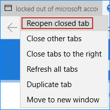 Reopen closed tab in edge