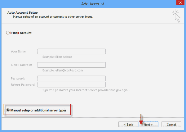 Select Manual setup