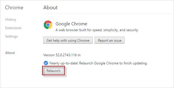 Relaunch google chrome