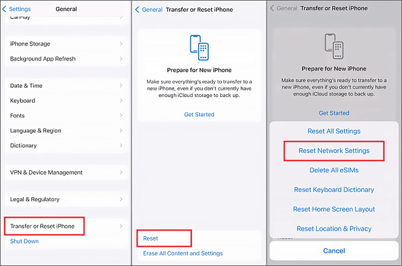 reset network settings