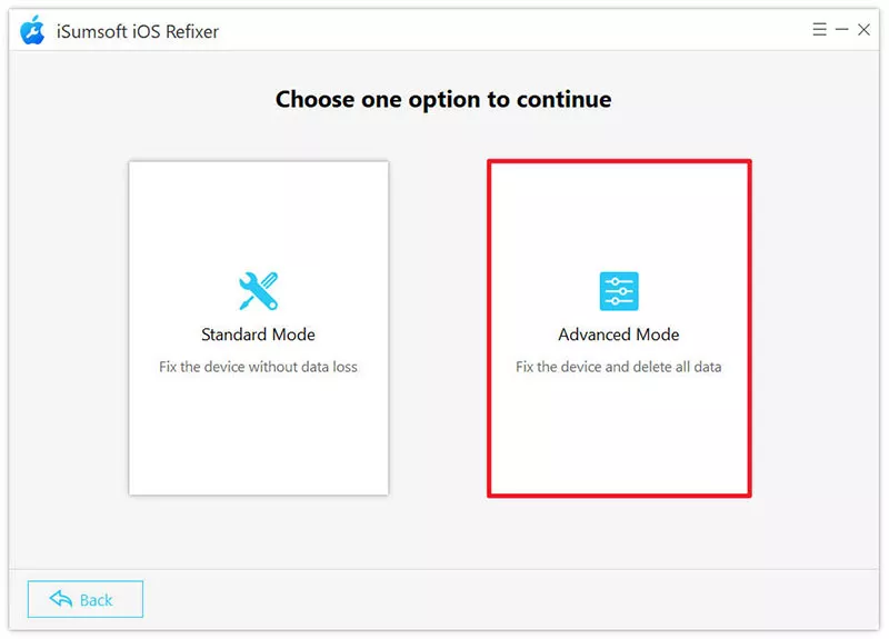 select advanced mode