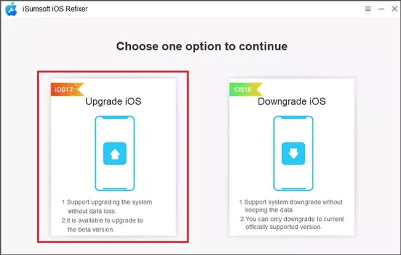 select upgrade ios