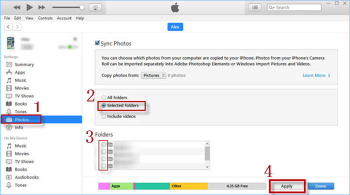 delete photos with iTunes