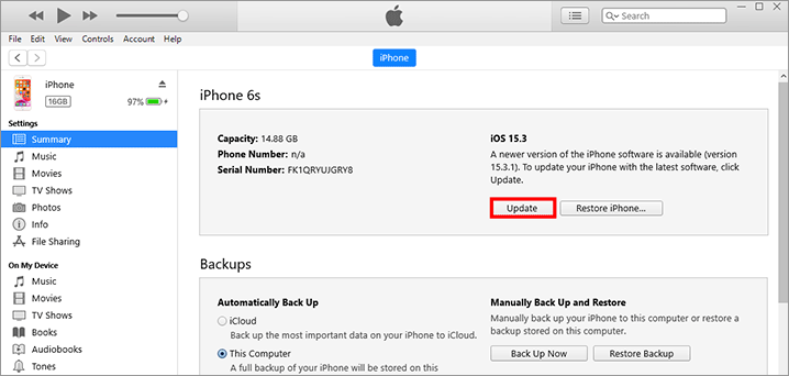 click Update while holding Shift