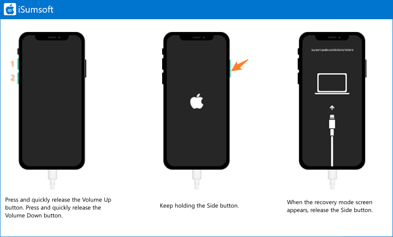 get into recovery mode of iphone 8 and later