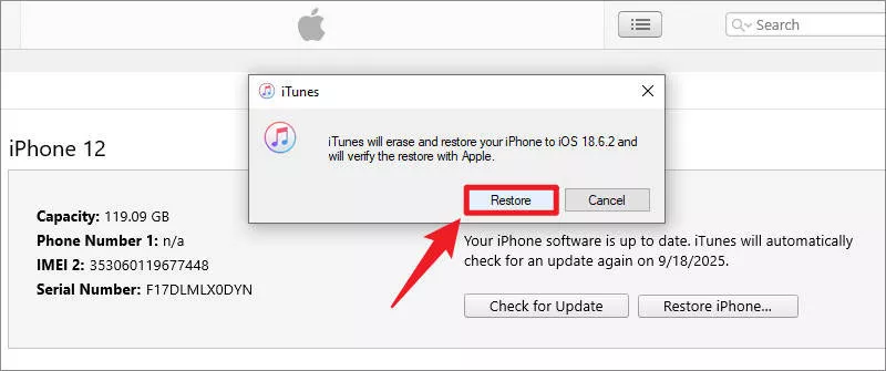 click Restore